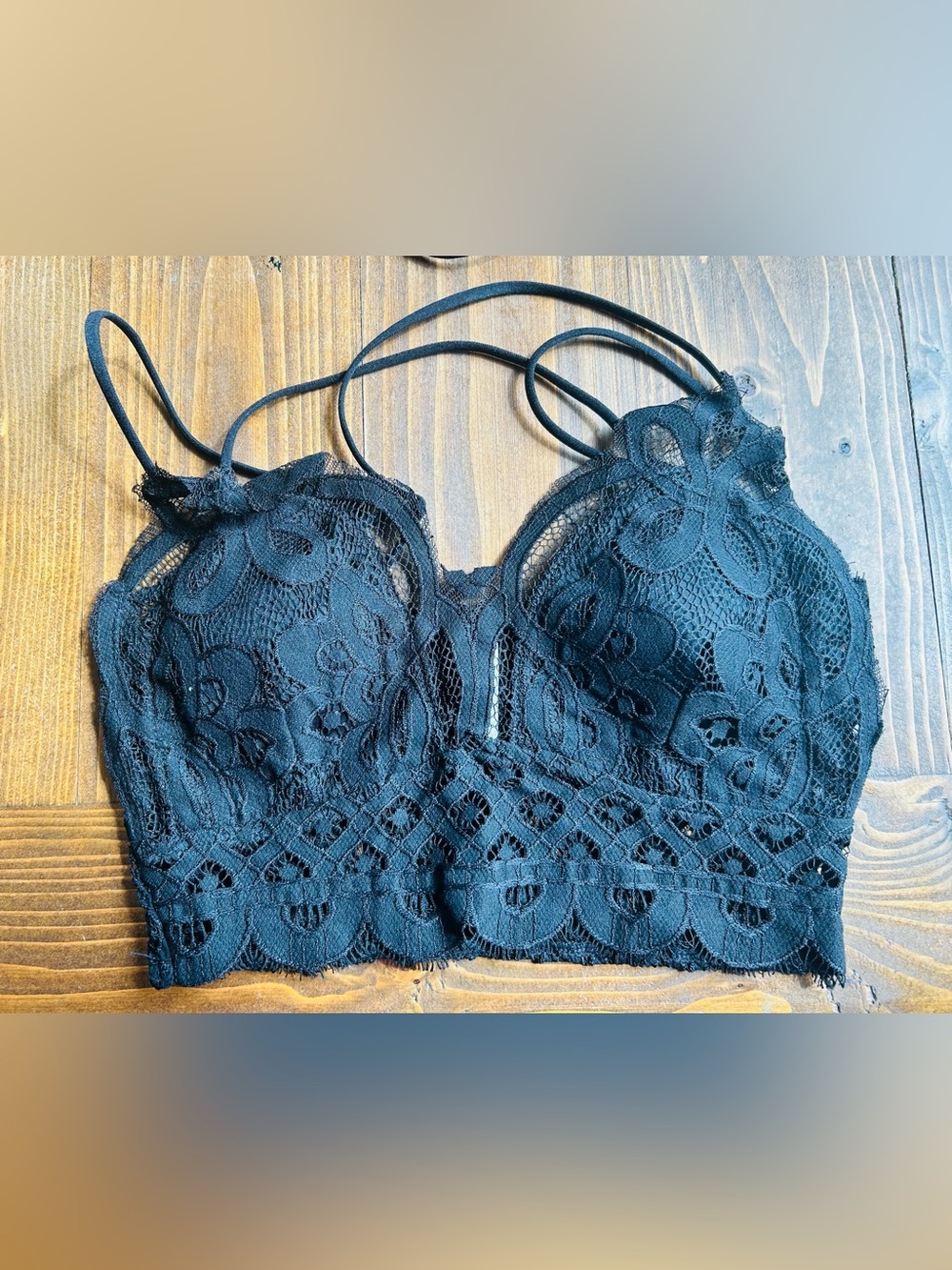 Zenana Outfitters Black Lace Strappy Bralette